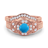 Two Piece Round Natural Stone Bridal Ring