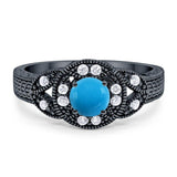 Art Deco Round Natural Stone Leaf Style Ring