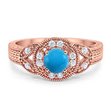 Art Deco Round Natural Stone Leaf Style Ring