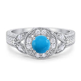 Art Deco Round Natural Stone Leaf Style Ring