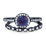 Two Piece Round Natural Stone Bridal Ring