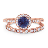 Two Piece Round Natural Stone Bridal Ring