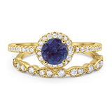 Two Piece Round Natural Stone Bridal Ring
