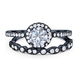 Two Piece Round Natural Stone Bridal Ring