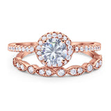 Two Piece Round Natural Stone Bridal Ring
