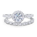 Two Piece Round Natural Stone Bridal Ring
