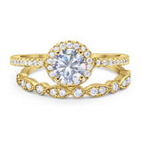 Two Piece Round Natural Stone Bridal Ring