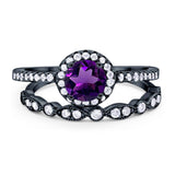 Two Piece Round Natural Stone Bridal Ring