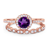 Two Piece Round Natural Stone Bridal Ring