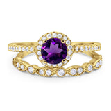 Two Piece Round Natural Stone Bridal Ring