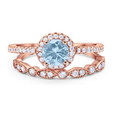 Two Piece Round Natural Stone Bridal Ring