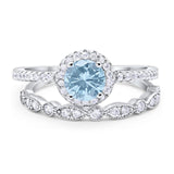 Two Piece Round Natural Stone Bridal Ring
