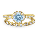 Two Piece Round Natural Stone Bridal Ring