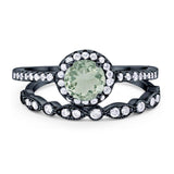 Two Piece Round Natural Stone Bridal Ring