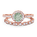 Two Piece Round Natural Stone Bridal Ring