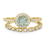 Two Piece Round Natural Stone Bridal Ring