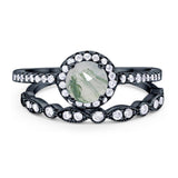 Two Piece Round Natural Stone Bridal Ring