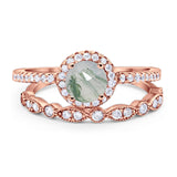 Two Piece Round Natural Stone Bridal Ring