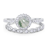 Two Piece Round Natural Stone Bridal Ring