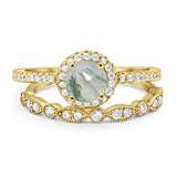 Two Piece Round Natural Stone Bridal Ring