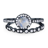 Two Piece Round Natural Stone Bridal Ring