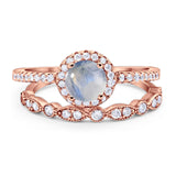 Two Piece Round Natural Stone Bridal Ring
