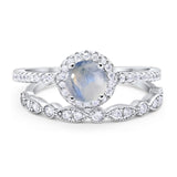 Two Piece Round Natural Stone Bridal Ring