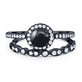 Two Piece Round Natural Stone Bridal Ring
