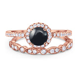 Two Piece Round Natural Stone Bridal Ring