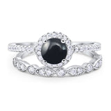 Two Piece Round Natural Stone Bridal Ring