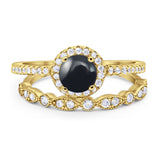 Two Piece Round Natural Stone Bridal Ring
