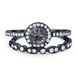 Two Piece Round Natural Stone Bridal Ring