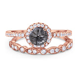 Two Piece Round Natural Stone Bridal Ring