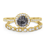 Two Piece Round Natural Stone Bridal Ring