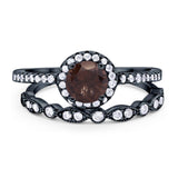 Two Piece Round Natural Stone Bridal Ring