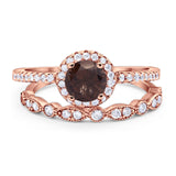 Two Piece Round Natural Stone Bridal Ring