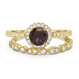 Two Piece Round Natural Stone Bridal Ring