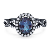 Art Deco Oval Natural Stone Split Shank Ring