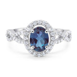 Art Deco Oval Lab Alexandrite Twisted Ring 925 Sterling Silver