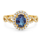 Art Deco Oval Natural Stone Split Shank Ring