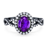 Art Deco Oval Natural Stone Split Shank Ring