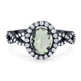 Art Deco Oval Natural Stone Split Shank Ring