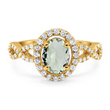 Art Deco Oval Natural Stone Split Shank Ring