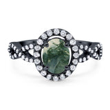 Art Deco Oval Natural Stone Split Shank Ring