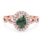 Art Deco Oval Natural Stone Split Shank Ring