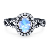 Art Deco Oval Natural Stone Split Shank Ring