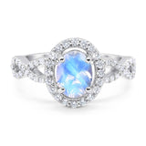 Art Deco Oval Natural Moonstone Twisted Ring 925 Sterling Silver