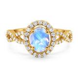 Art Deco Oval Natural Stone Split Shank Ring