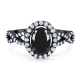 Art Deco Oval Natural Stone Split Shank Ring