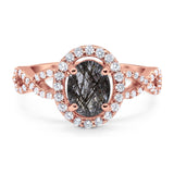 Art Deco Oval Natural Stone Split Shank Ring